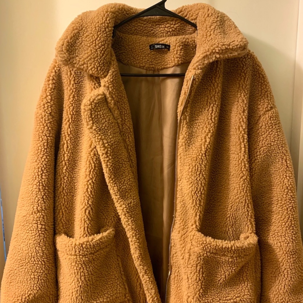 SHEIN Drop Shoulder Oversized Teddy Jacket